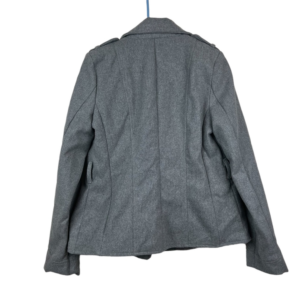 NWT New Look Girls Wool Blend Pea Coat Size L Gray Buttons Pockets - Picture 14 of 16